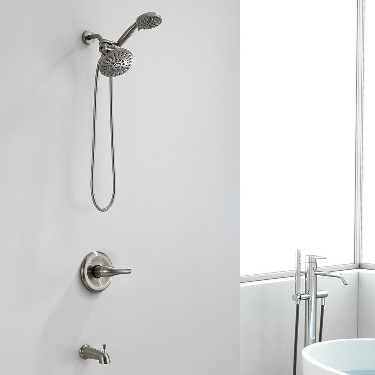 Homelody Shower System Brushed Nickel, Dual Shower Heads & Bathtub